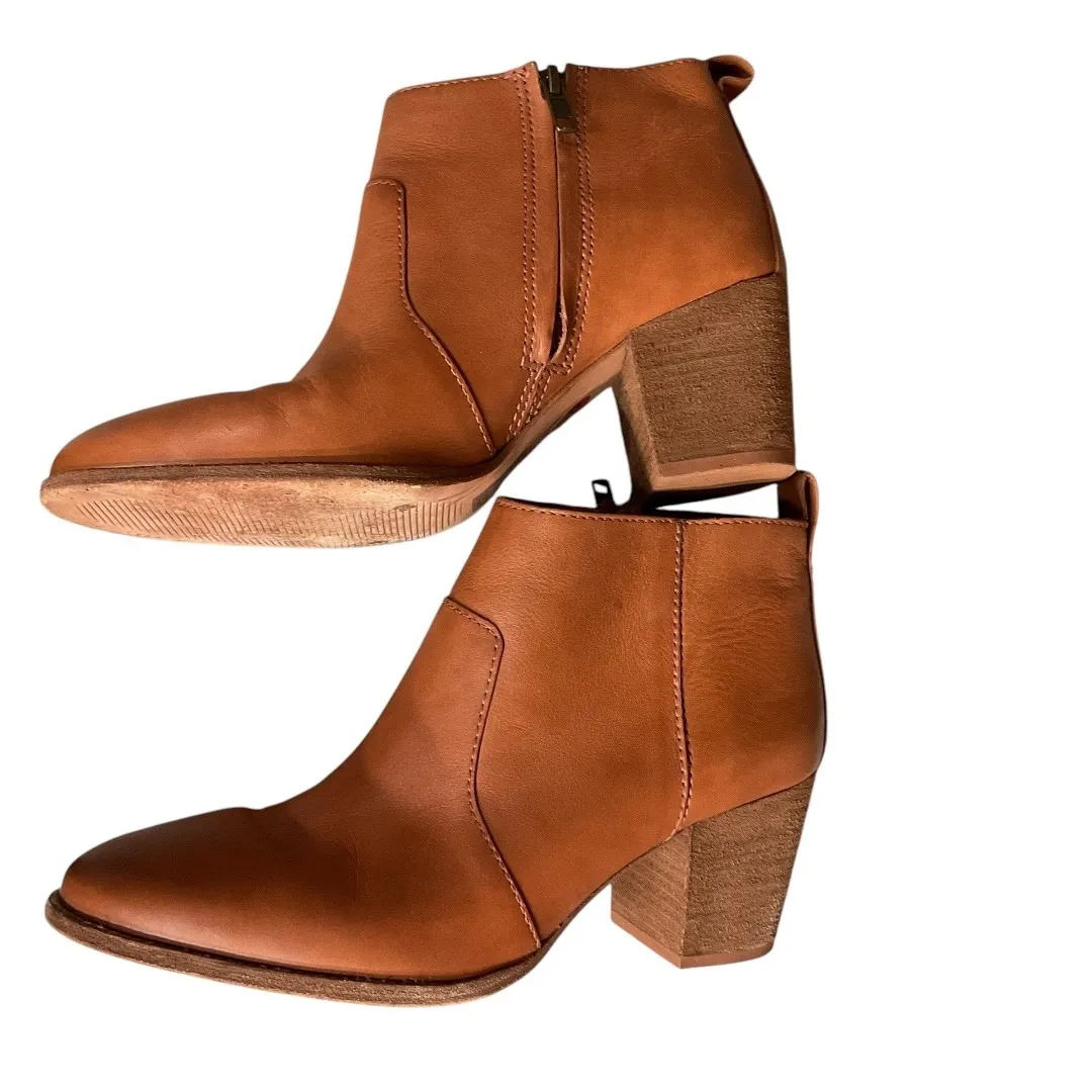 Madewell Women's The Brenner Ankle Boots Brown Leather Block Heel Size‎ 8.5 - Image 7
