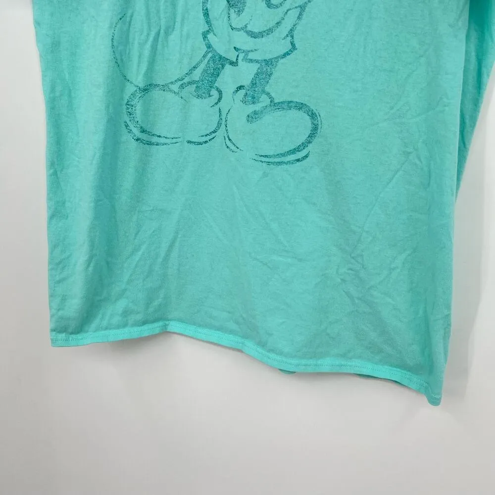 Disney Parks Arendelle Aqua Metallic Mickey Mouse Adult Size Large T-Shirt - Image 6