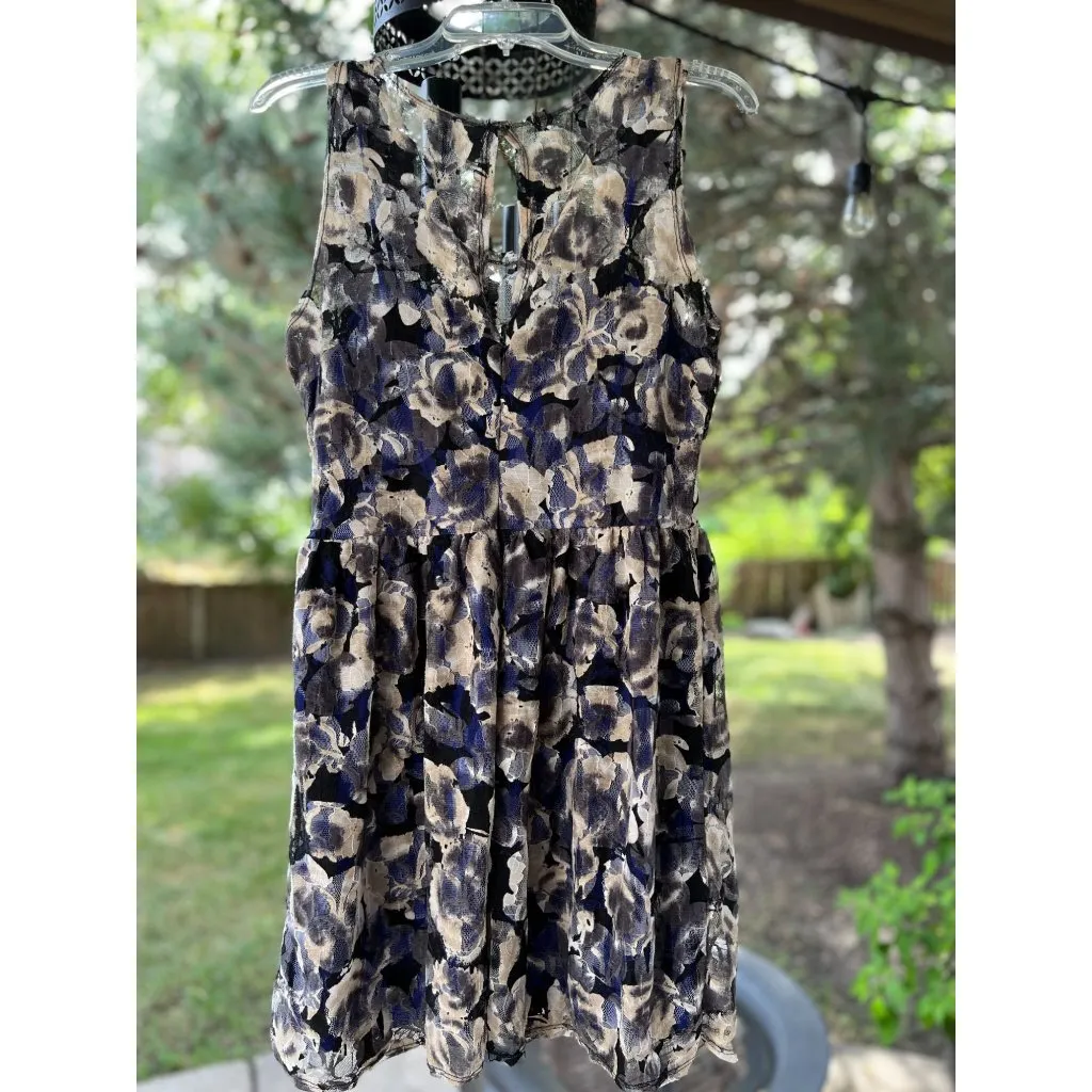 Anthropologie Pins And Needles Womens L Dress Black Blue Lace Sleeveless Mini Size L - Image 2