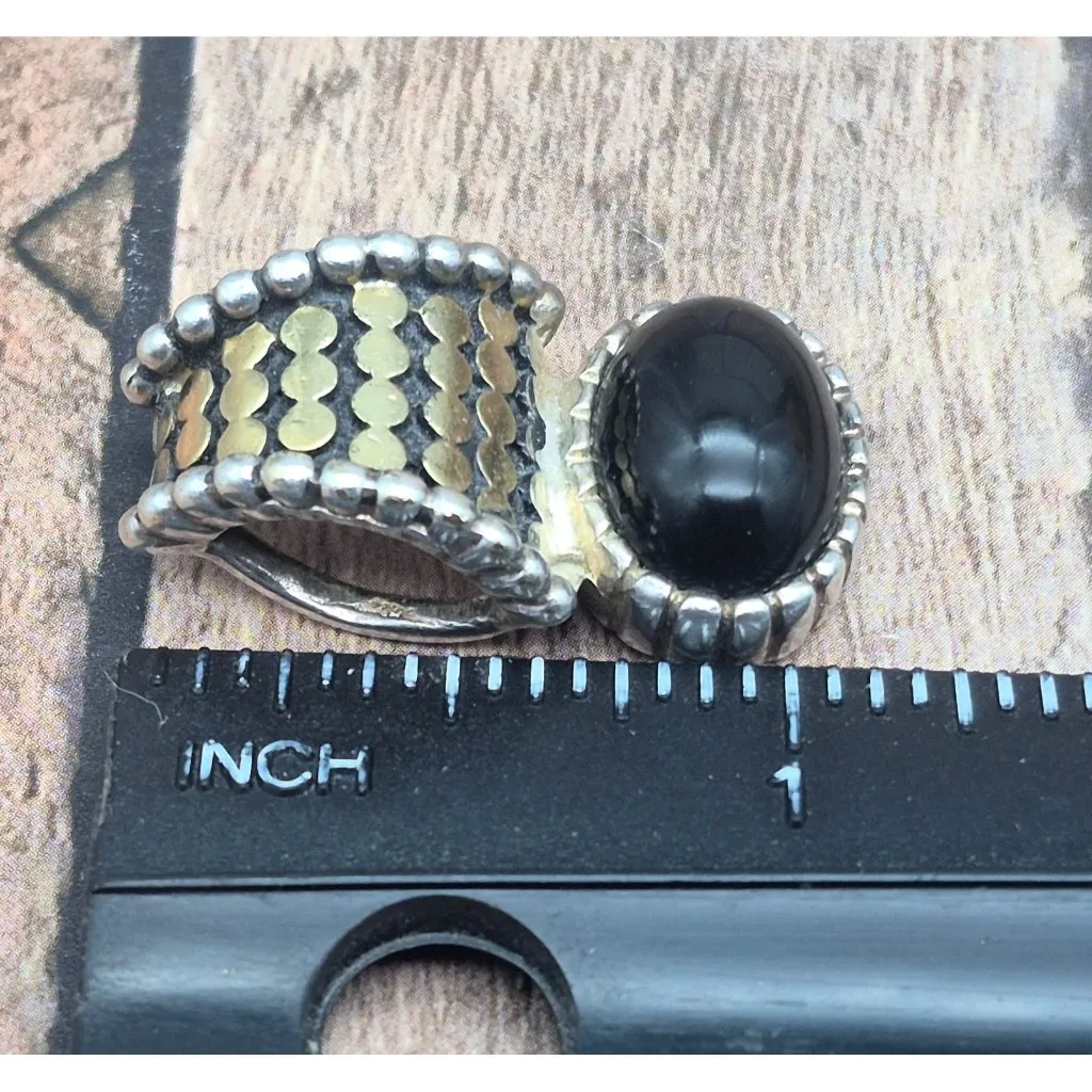 Premier Designs Silver & Gold Two Tone Pendant Black Center 1.25" Chain or Beads - Image 7