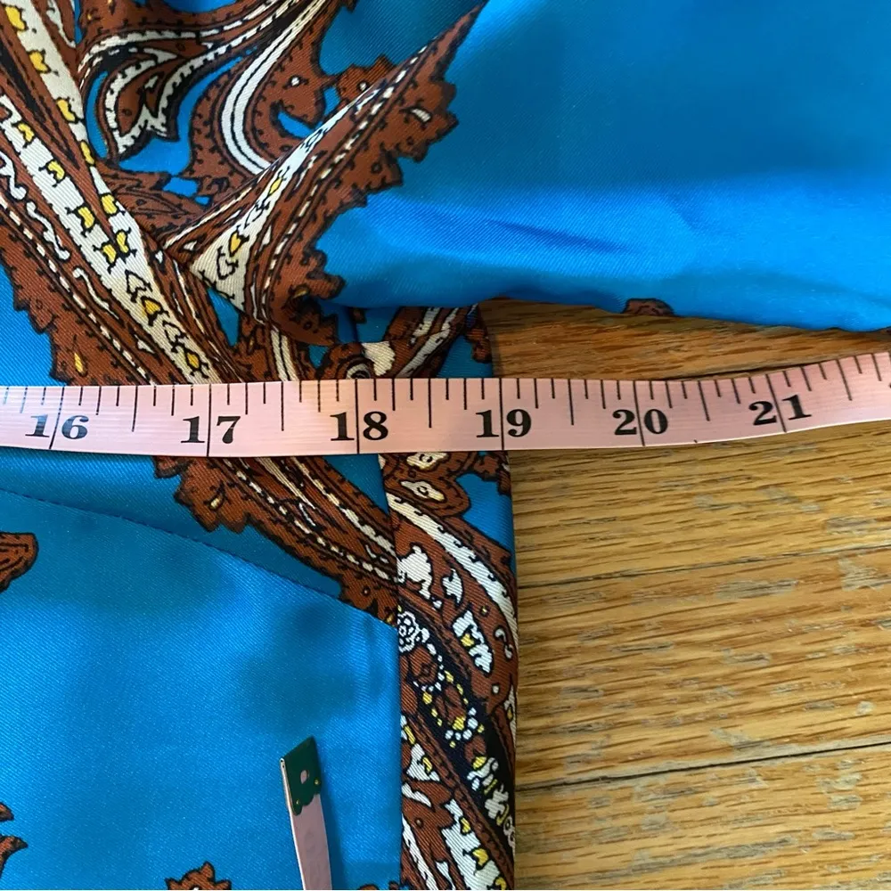 J. Crew Drapey Button-Up Shirt in Paisley Print, XS Turquoise Blue - Image 13