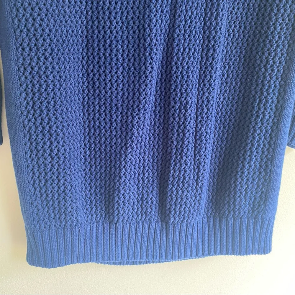 J. Crew Crochet Knit Sweater 3/4 Sleeve Royal Blue XS - Image 5