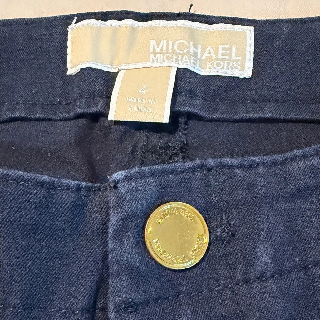 Dark Blue Skinny Pants with Gold Zippers - Image 10