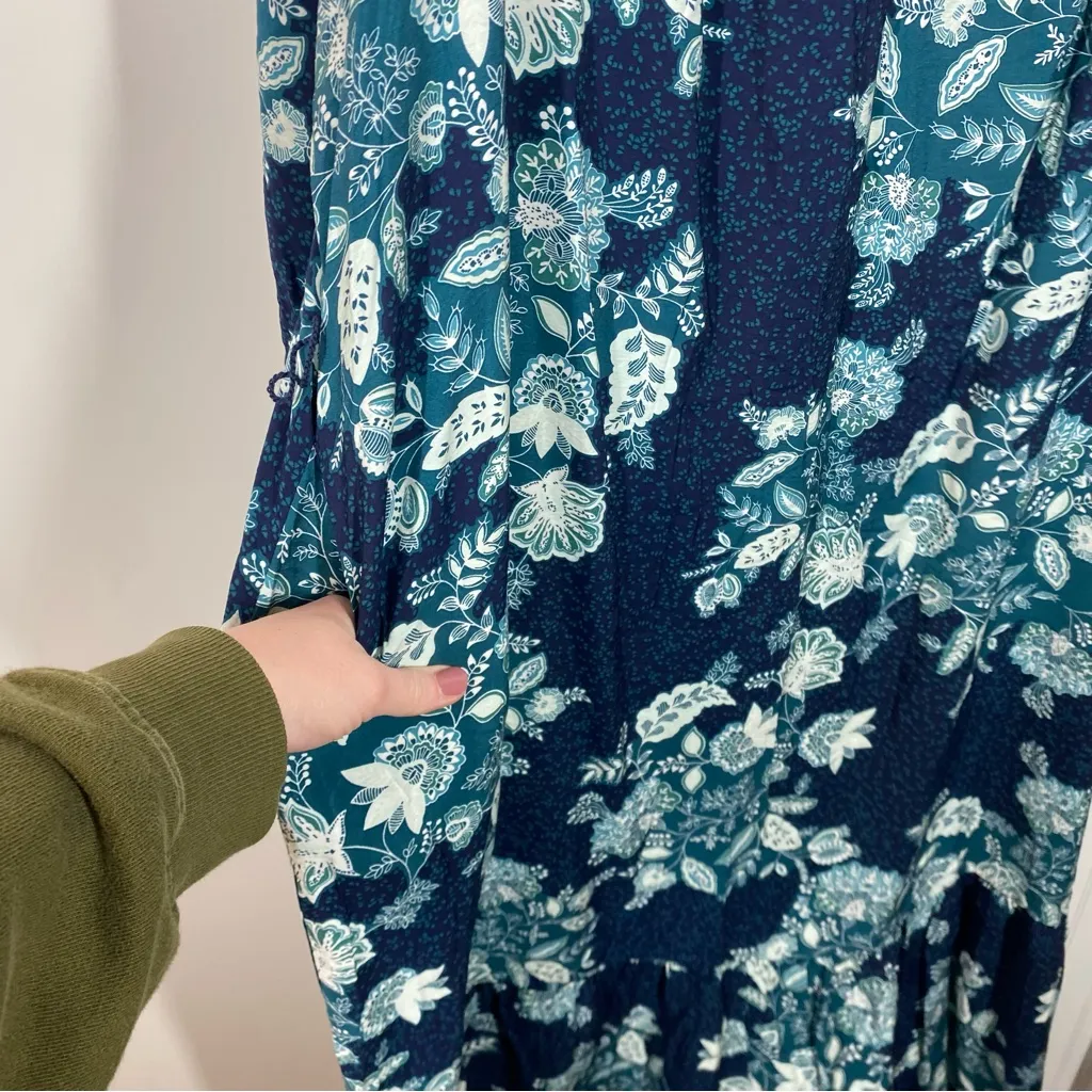 Lane Bryant Bubble-Sleeve Tie-Waist Maxi Dress navy floral size 18 NWT no belt - Image 5