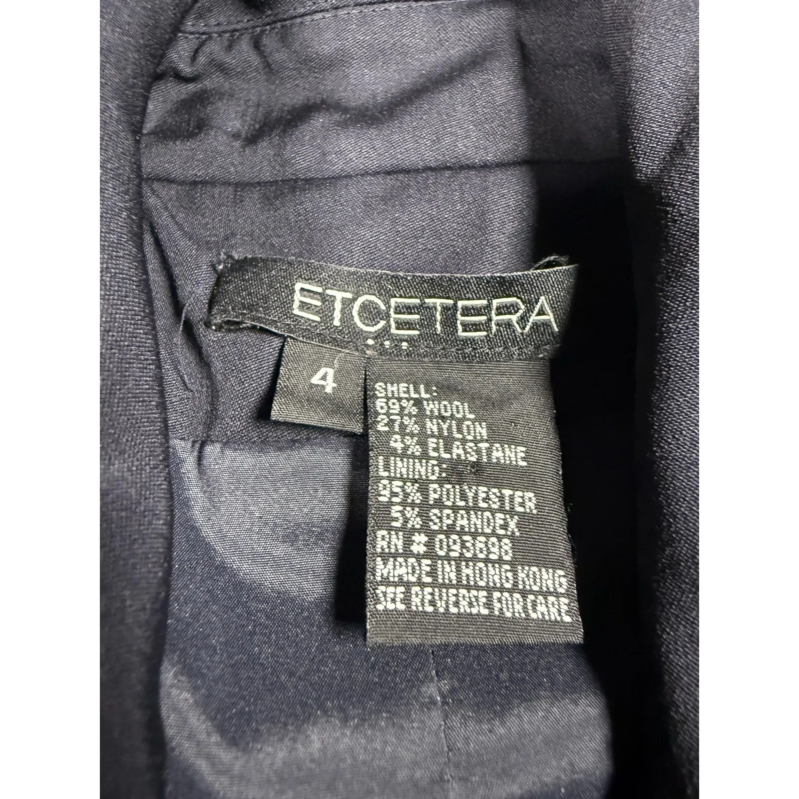 Etcetera‎ Blazer Womens 4 Navy Wool Blend 4 Button Patch Pockets Lined Stretch - Image 3