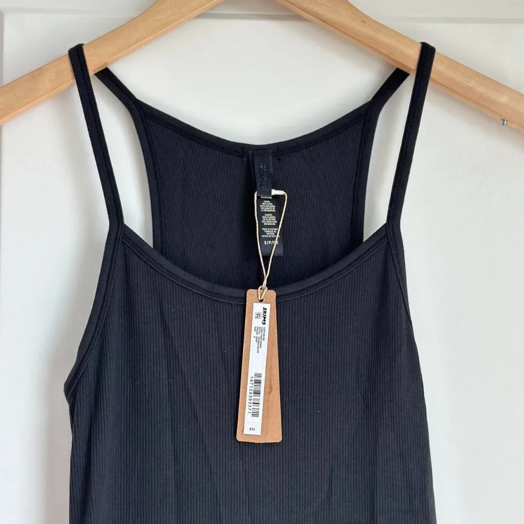 Skims Cotton Rib Long Cami Dress in Soot, Size Small - Image 8