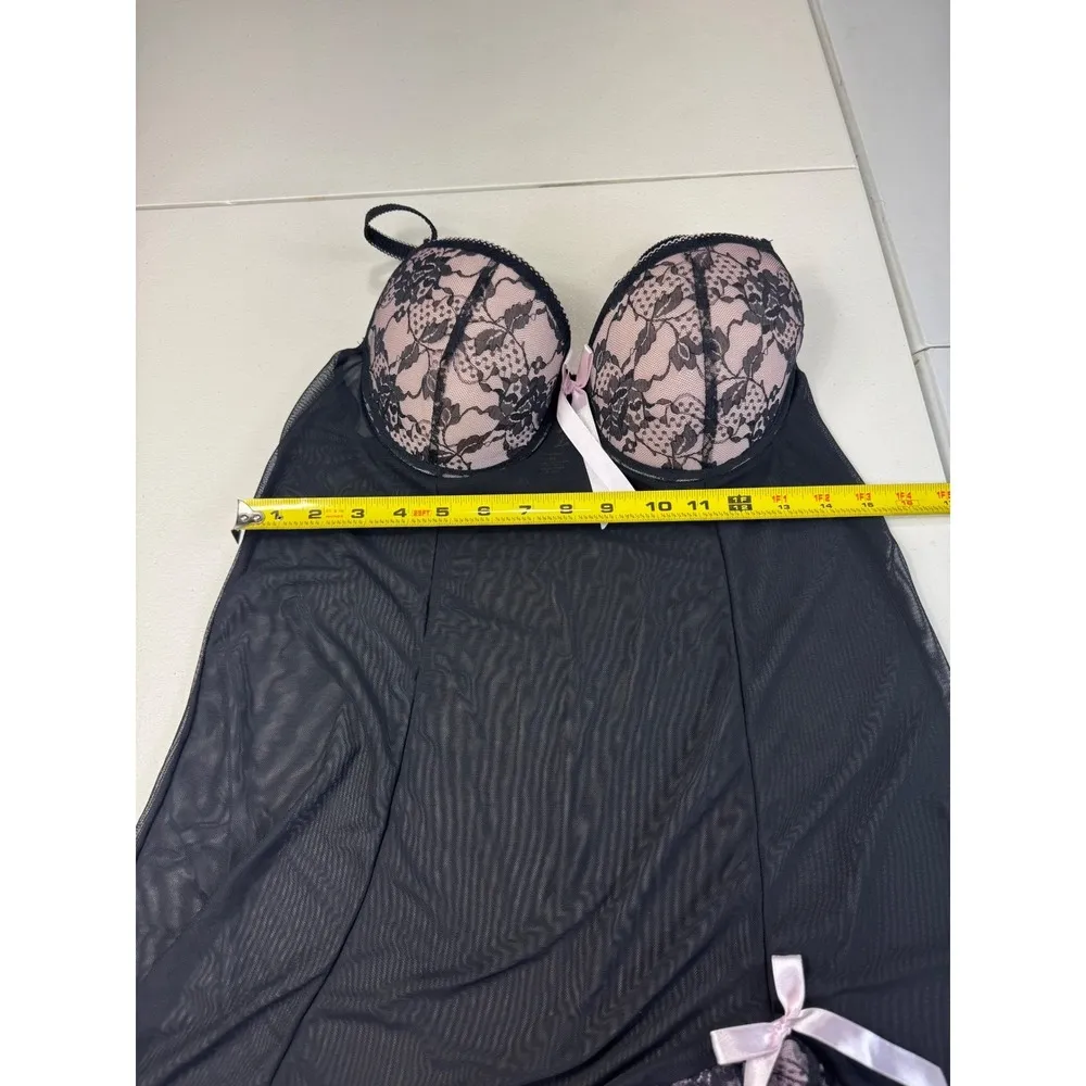 Per lei Black & Pink Lace Babydoll‎ Lingerie Nightie XL Extra Large - Image 5