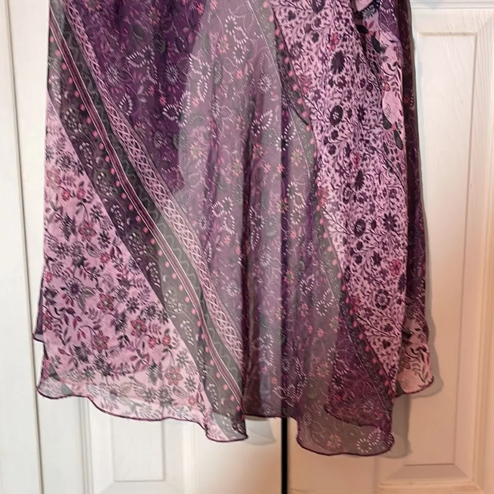 Luna Chix Purple Pattern Block Floral Asymmetrical Hemline Skirt Large Jrs L Size undefined - Image 13