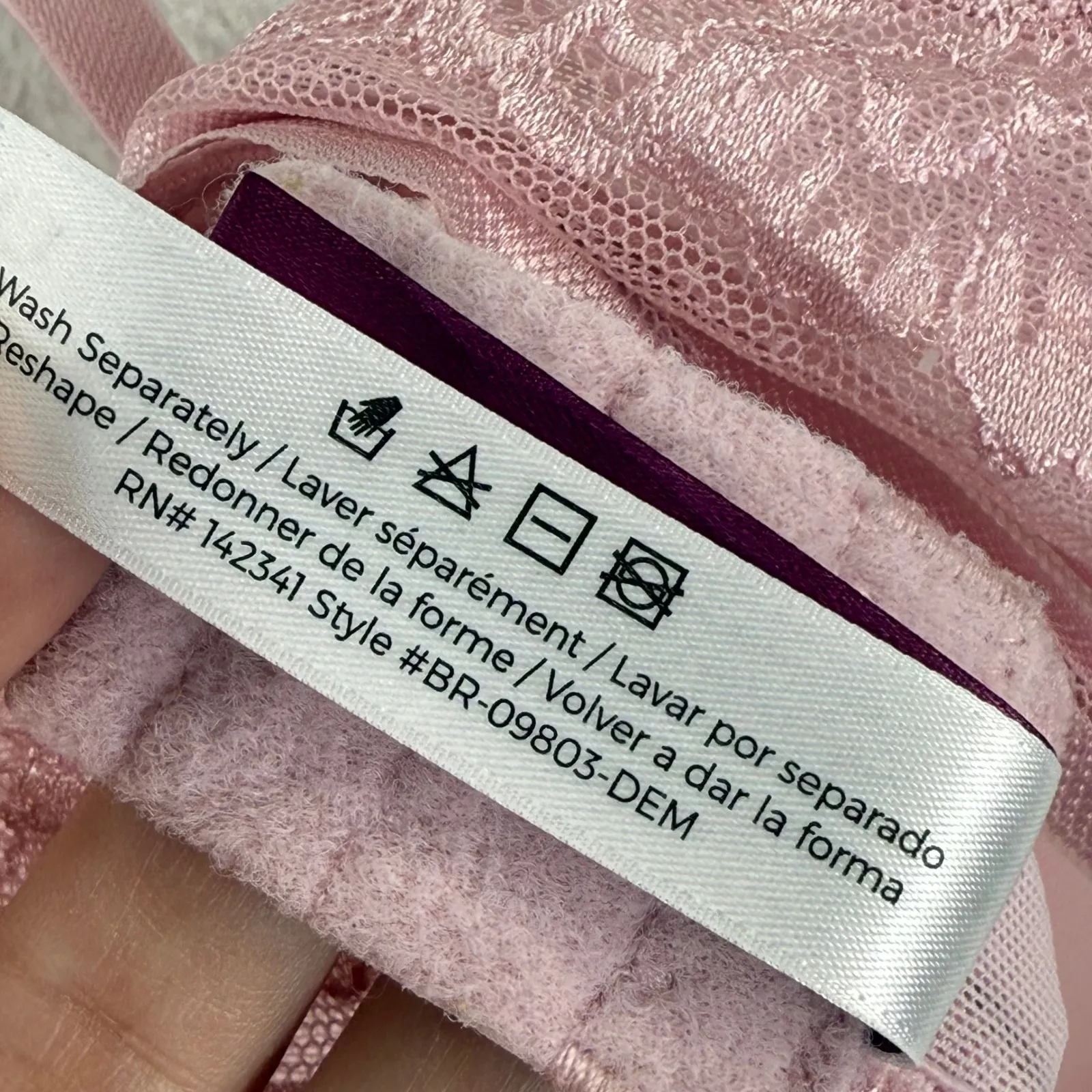 Adore Me 32C Lightly Lined Demi Bra Pink Lace Trim Comfortable Everyday Lingerie - Image 5