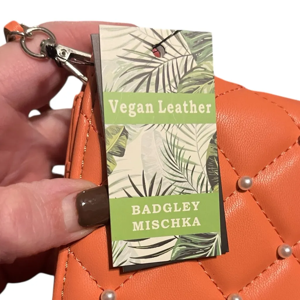 Badgley Mischka Coral Quilted Crossbody Bag with faux pearls - Image 3