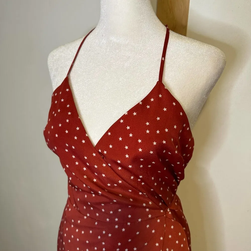 Lovers + Friends Gigi red & white star print wrap mini dress size S - Image 5