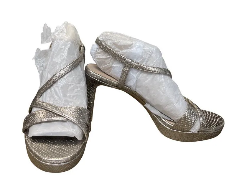 Naturalizer Abby Womans Silver diamond pattern Slingback heels Sz 9M SKU 9726 - Image 1