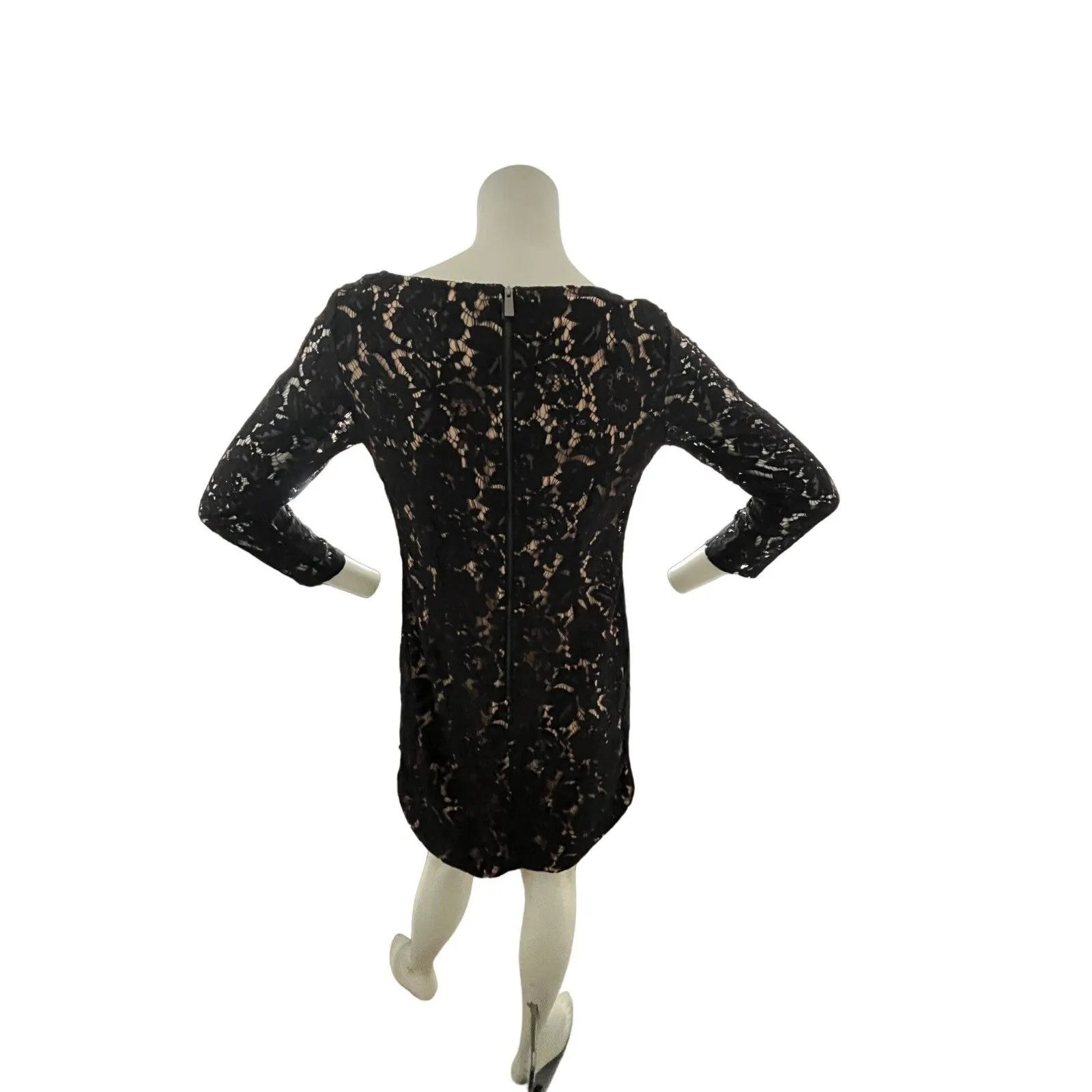 Vince Camuto Black Dress 6 Dark Fairy Romantic Whimsical 3/4 Sleeve Preppy Nye - Image 2