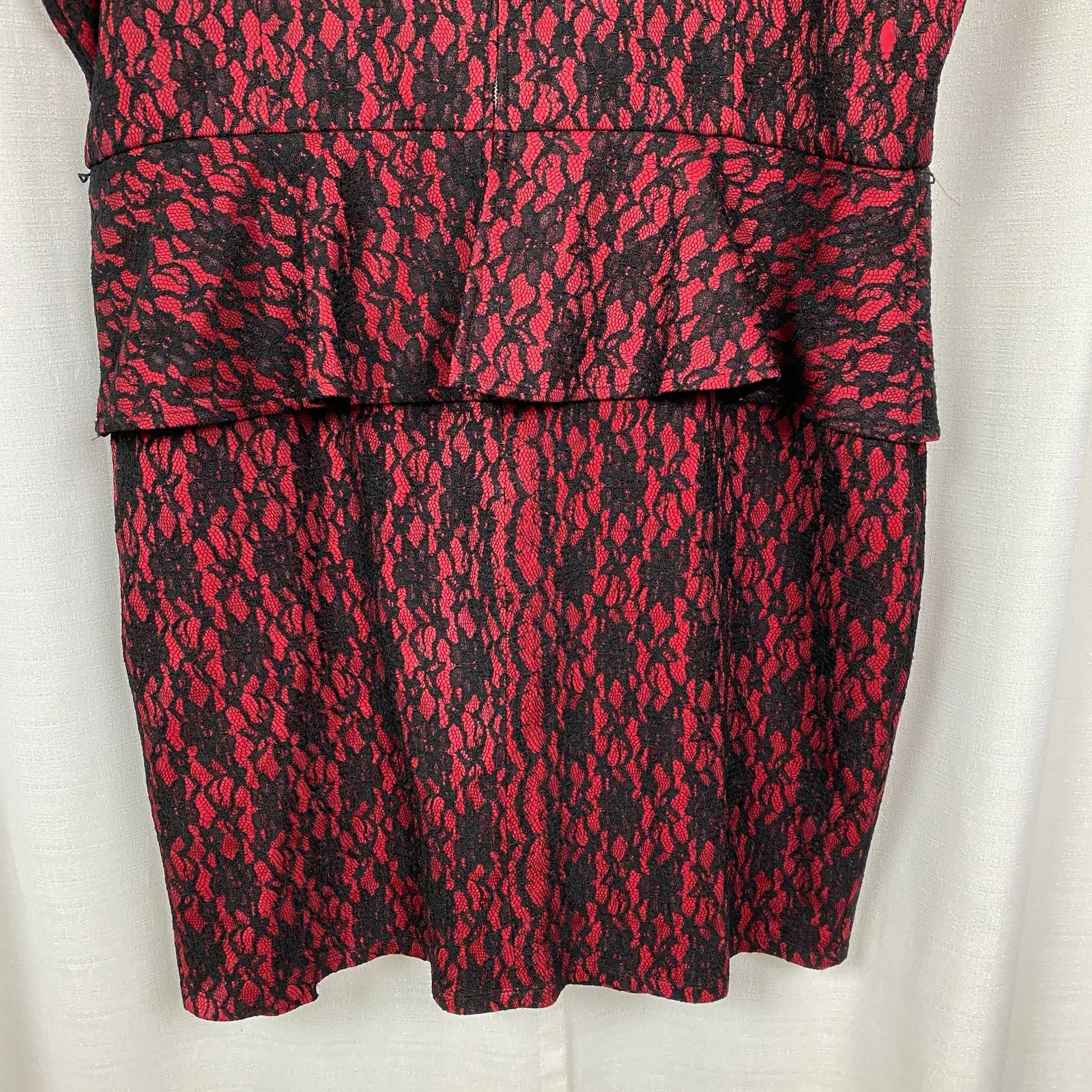Torrid x Rebel Wilson Red&Black Lace Peplum Sheath Midi Dress Sz.26W - Image 12