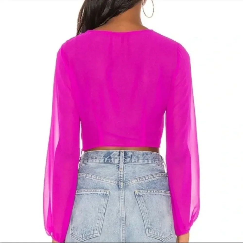 superdown Jemma Tie Front Shirt in Fuchsia Side Zip Revolve Sz Small Revolve - Image 2