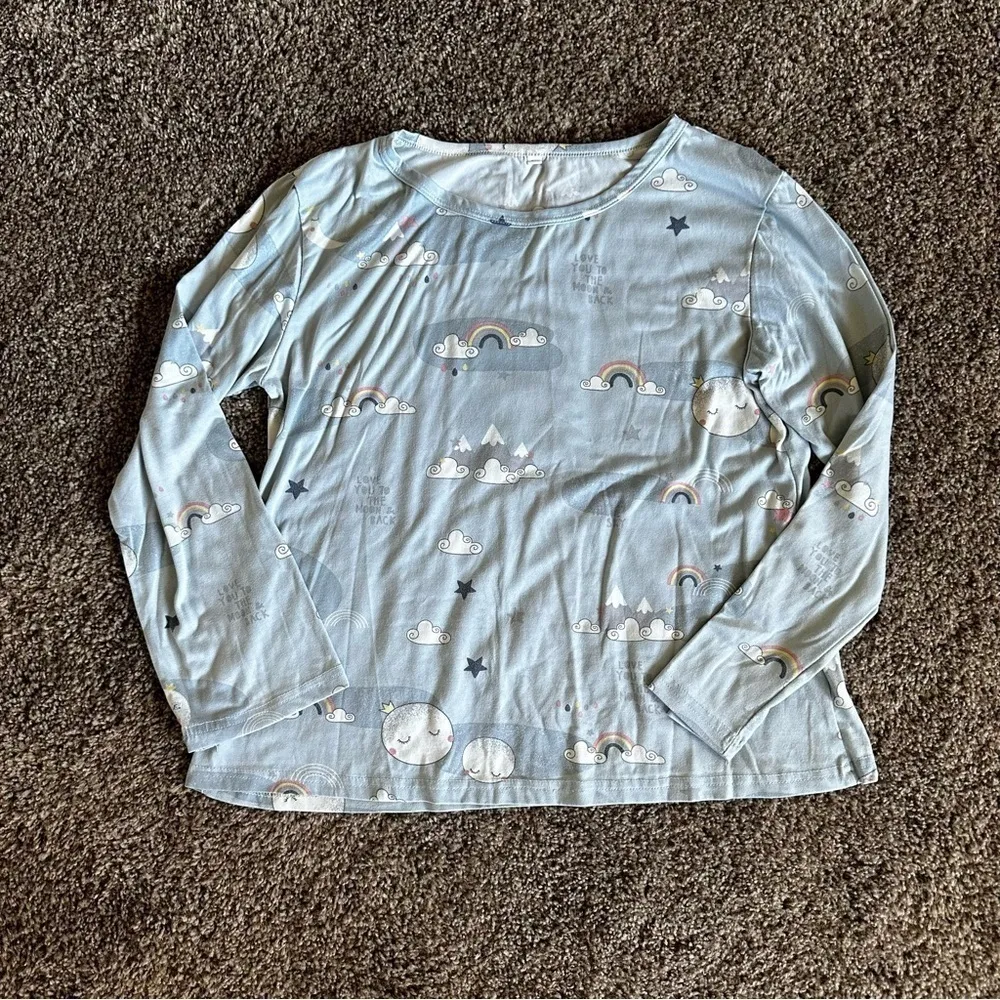 Womens/juniors pajama set long sleeve pants mountains clouds XS - Image 2