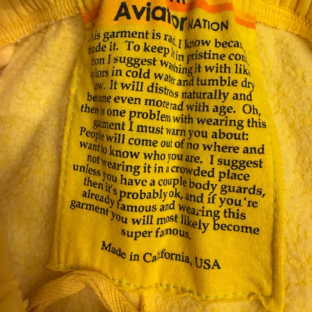 AVIATOR NATION Five Stripe Crewneck Sz S Sweatshirt & Pants Sz M Yellow NWT - Image 14