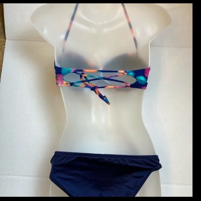 🌞NWOT Bar III padded bandeau bikini Navy blue bottoms A - Image 6