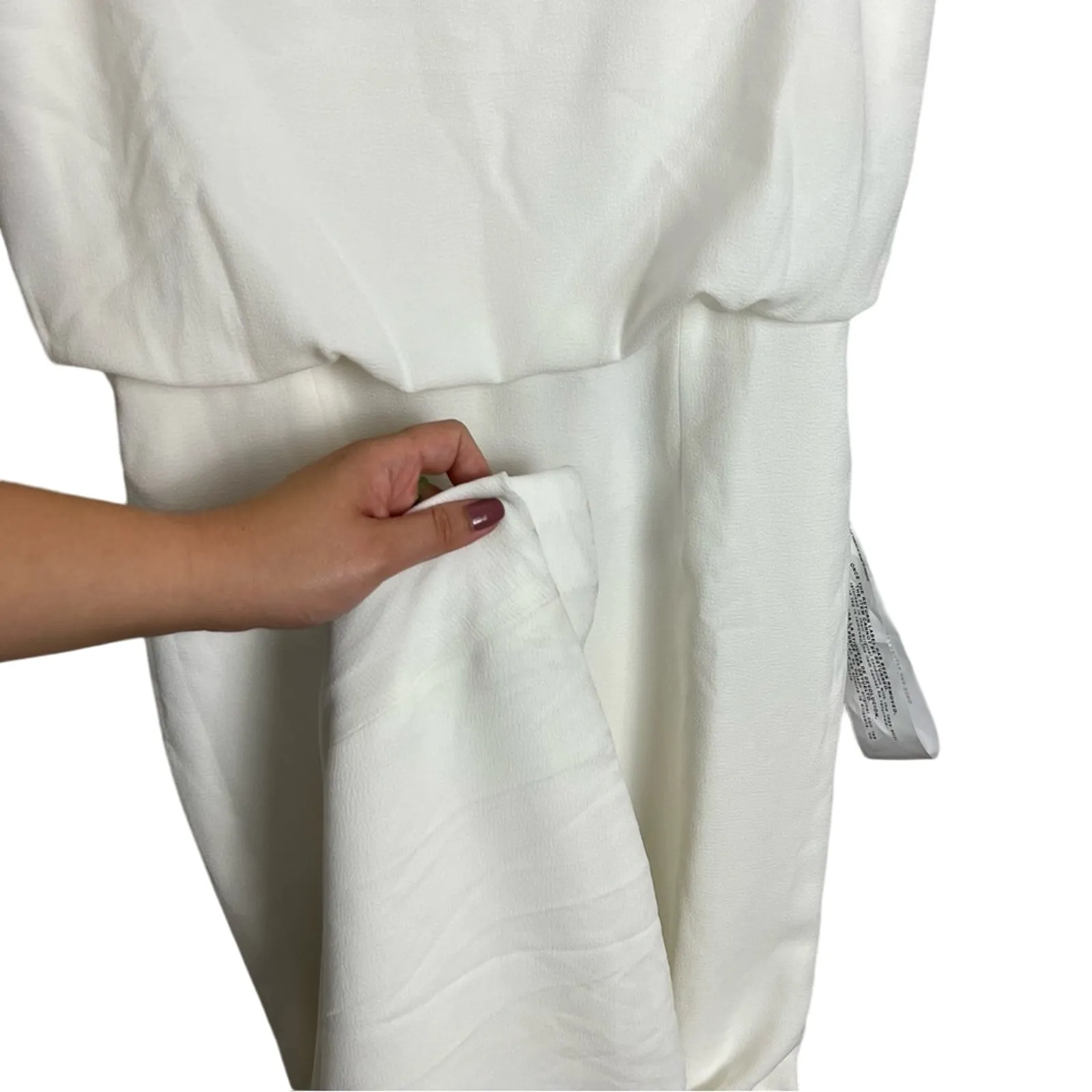 NWT Dress The Population Gracelyn Formal Thigh Slit Gown Off White Size Large - Image 14