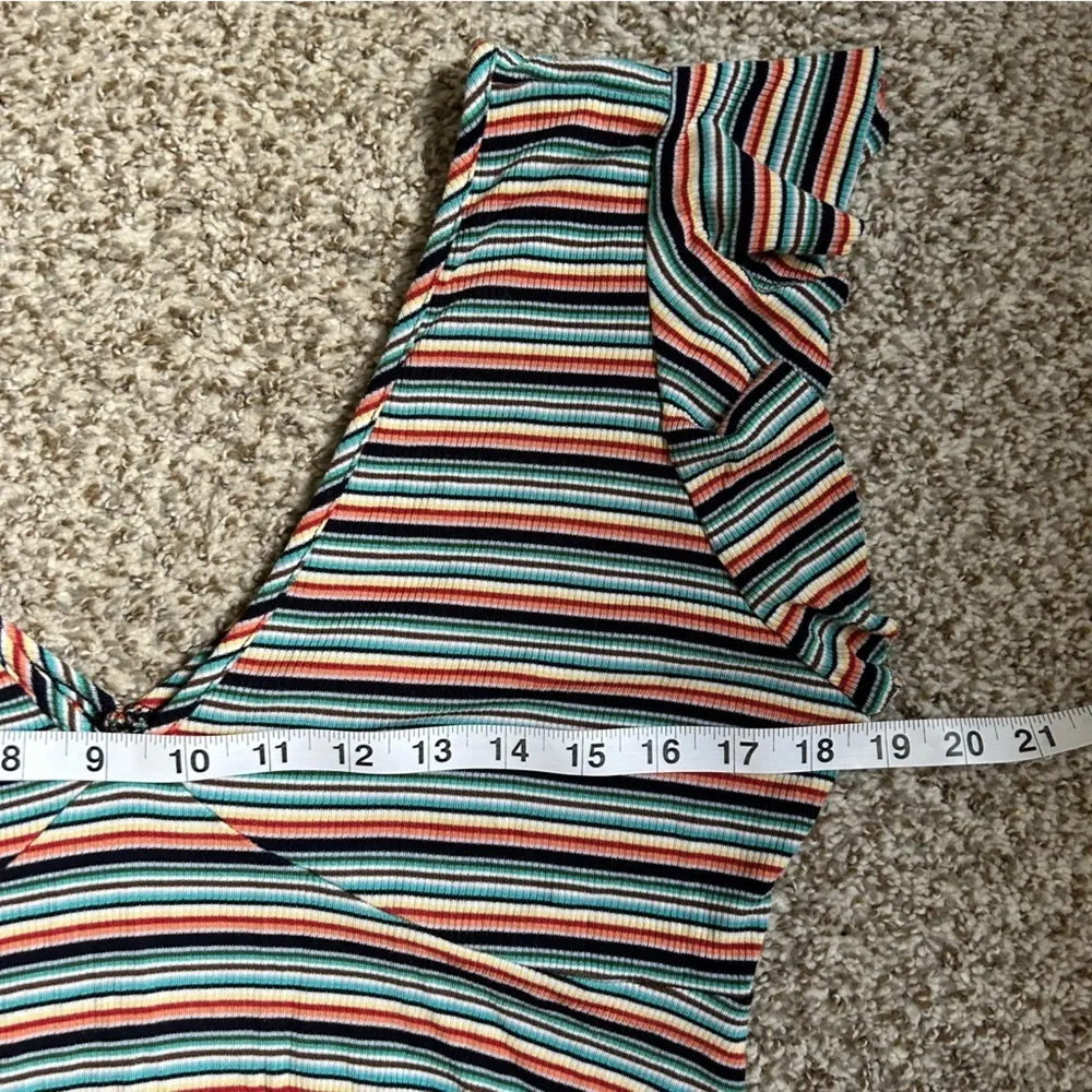 🦋 Wild Fable Striped V-Neck Short Sleeve Mini Dress Stretch Comfy Large - Image 5