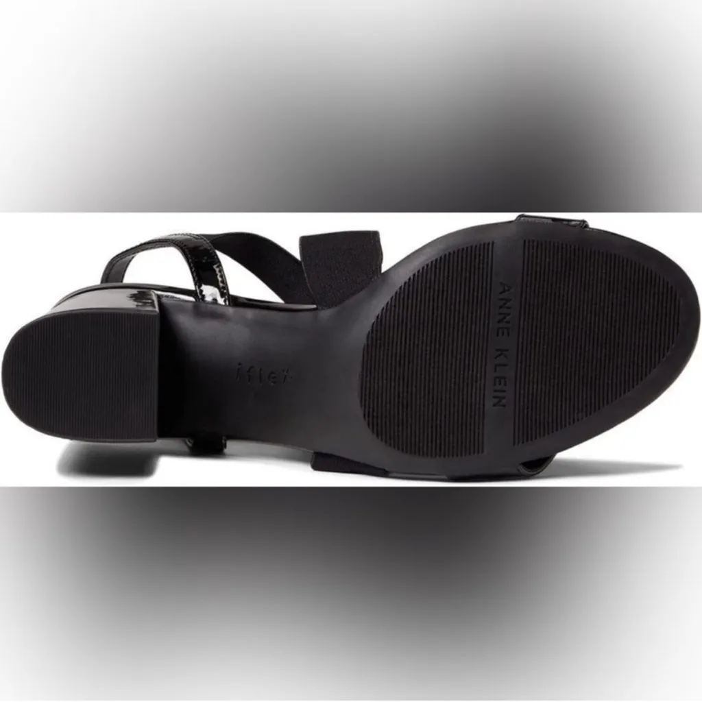 ANNE KLEIN Rayna I-Flex Black Patent Leather Strappy Block Heel Sandals Size 6 - Image 16