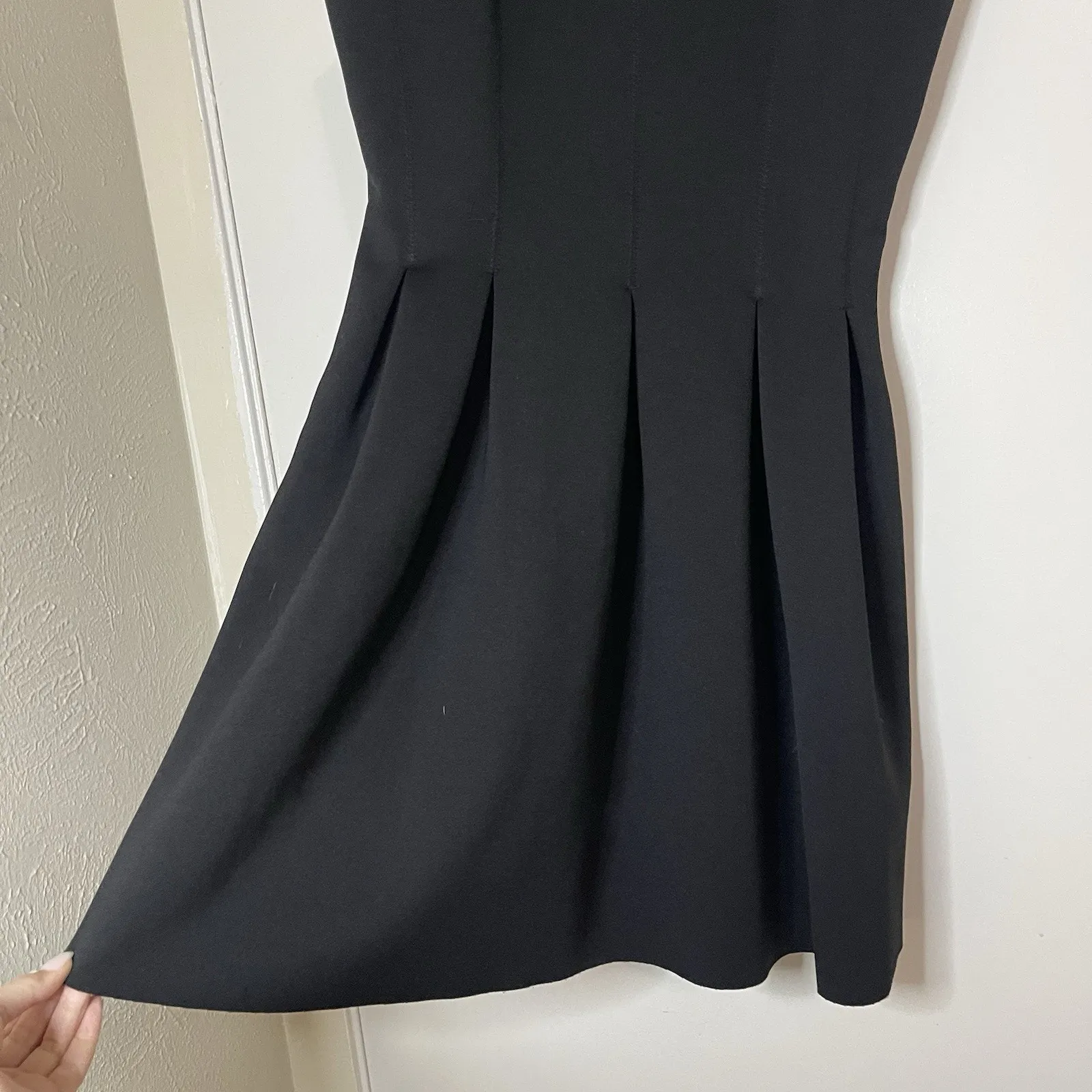 T Alexander Wang black scuba neoprene pleated mini dress size medium - Image 6