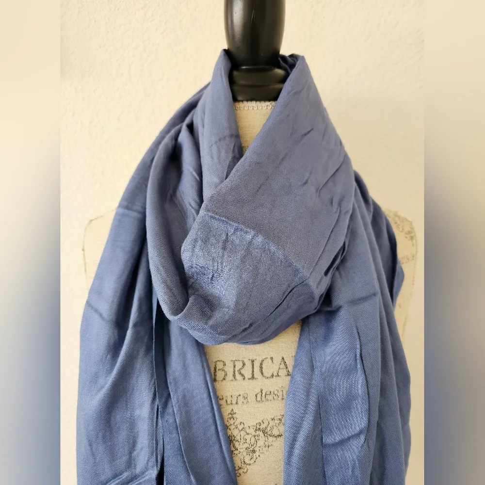 Collection XIIX Denim Blue Woven Tassel Wrap Scarf New With Tags - Image 2