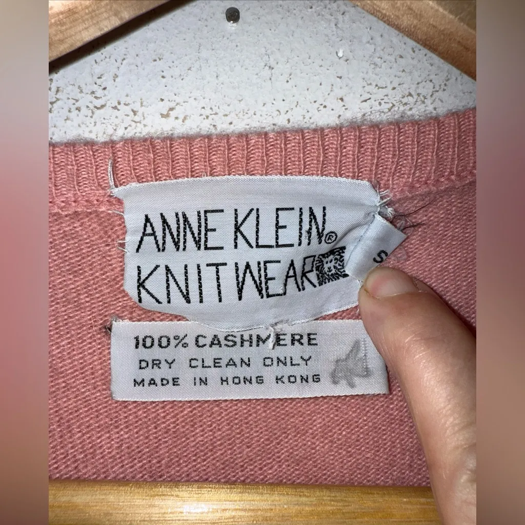 vintage anne klein Pink Cable knit Cashmere‎ Sweater Size Small - Image 3