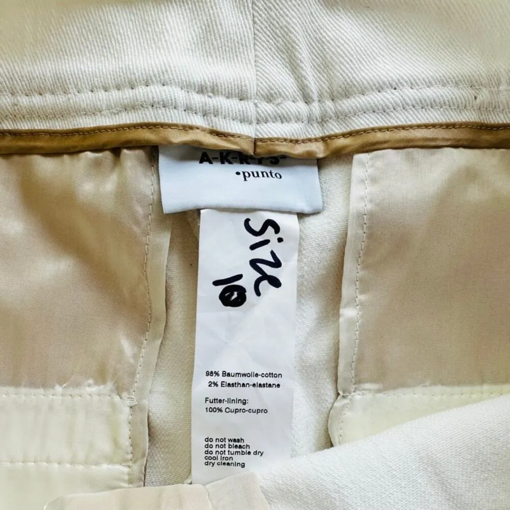 Akris Punto Ladies Twill Pant Cream Size 10 Ankle Straight Flat Front Dress Work - Image 5