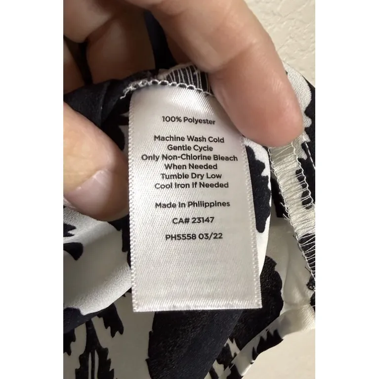 Talbots Womens XL Black‎ White Geometric Blouse Top Preppy Career Going Out - Image 5