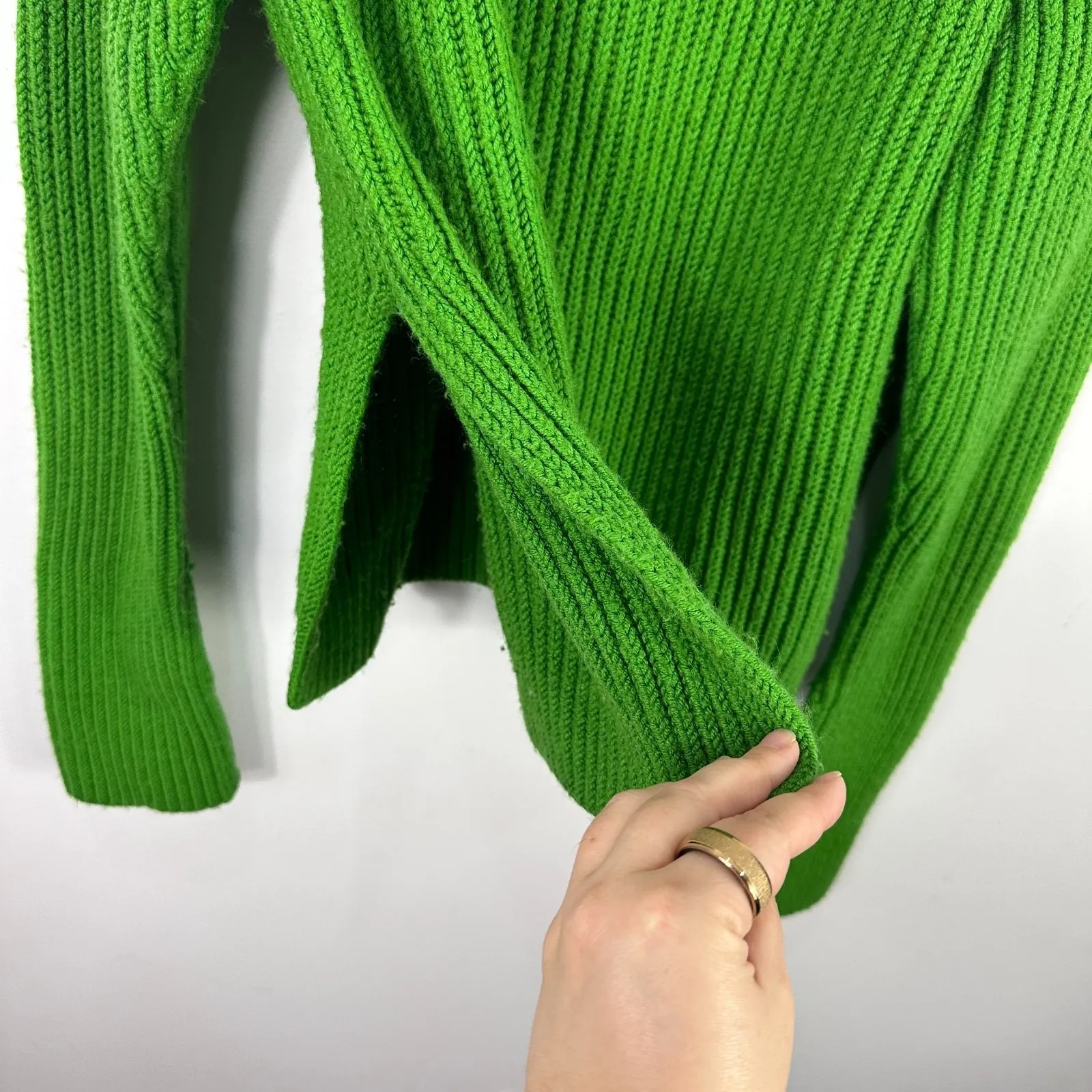 Club Monaco Oversized Chunky Knit Sweater Womens Medium Green Capsule Old Money - Image 5
