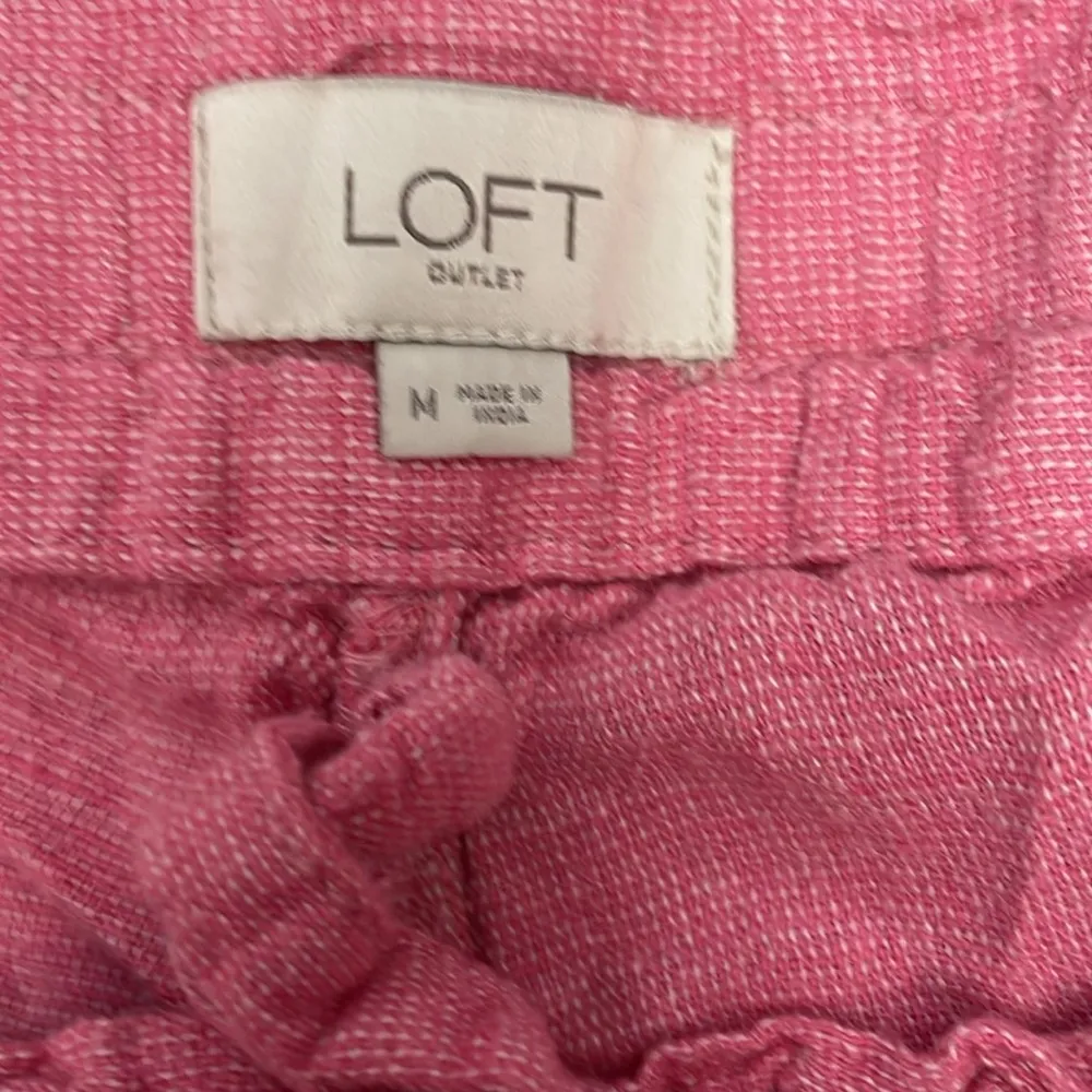 Outlet Pink Linen Elastic Drawstring Waist Pull On Shorts Size Medium - Image 3