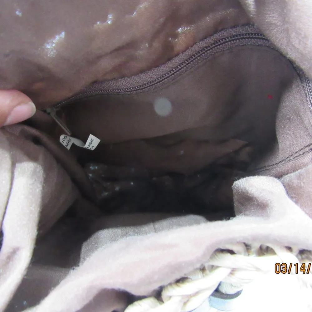 Bohemian Woven Cornhusk Backpack Bucket Bag Drawstring Beachy - Image 7