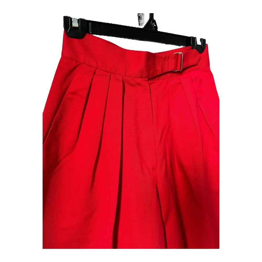 David Brooks Vintage 70’s Red High Waist Pleated Shorts side buckle size Small - Image 7