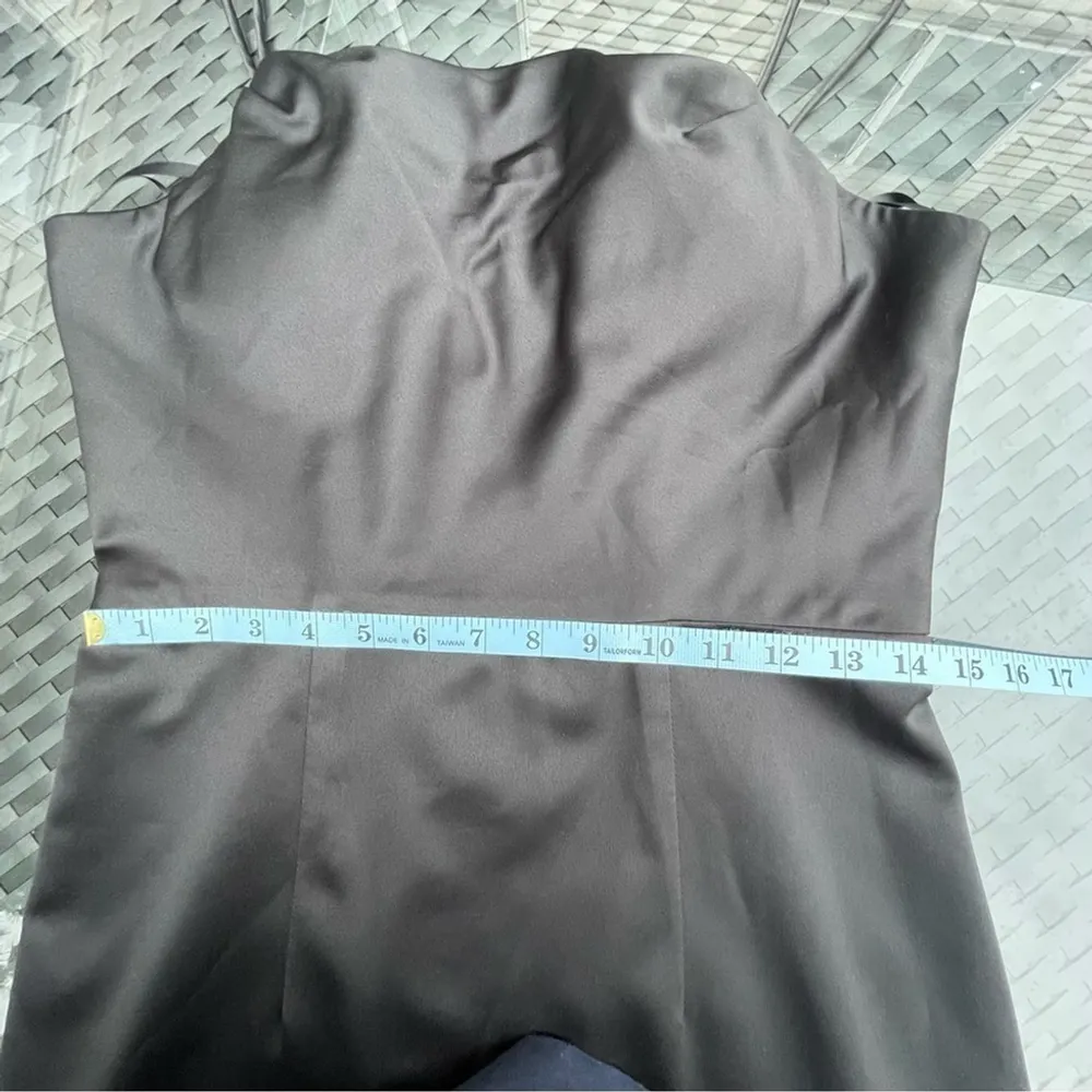 Vintage BARIANO Australia Classic Black Satin Strapless Pencil Dress Sz L - Image 7