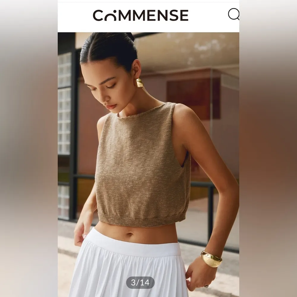 Commense Brown Cotton Blend Crop Top Size XS - Image 2