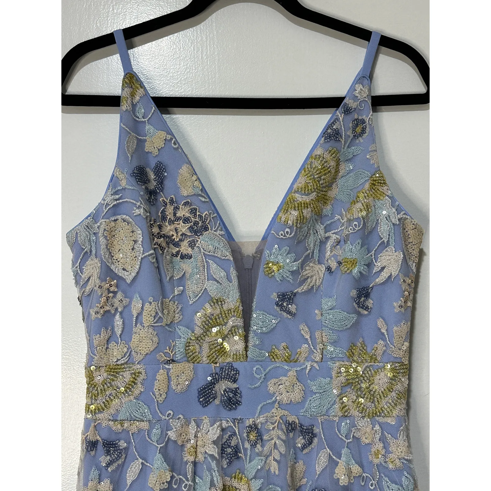 Dress The Population Samira Embellished Chiffon Gown Sky Multi Size Medium NWT - Image 3