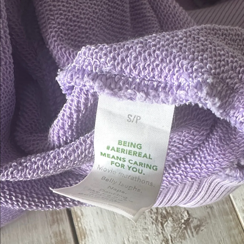 Aerie V Neck Sweatshirt Purple Size S - Image 6