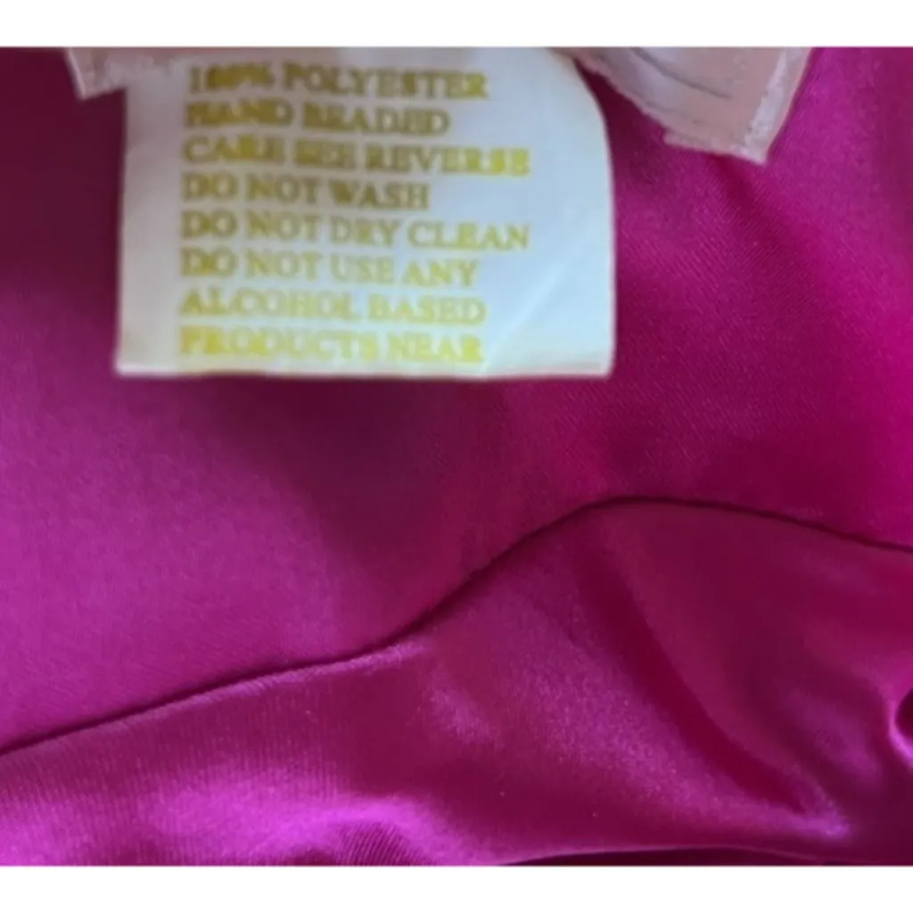 Vintage Fiesta Women’s Prom Formal Hot Pink Stones Layered Dress Women’s Size M Size M - Image 11