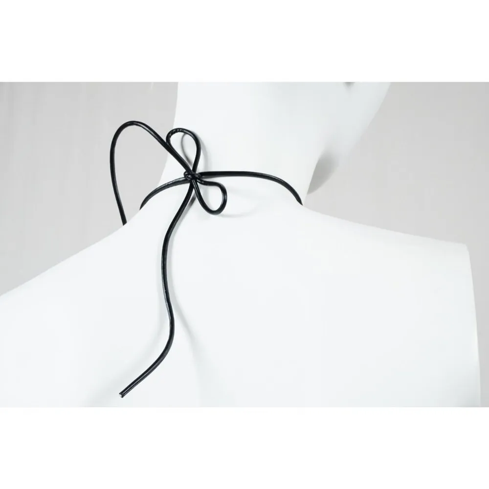 Pretty Garbage Hater Vegan Faux Leather Ruched Crop Top Black Woman's Small NWT! - Image 7