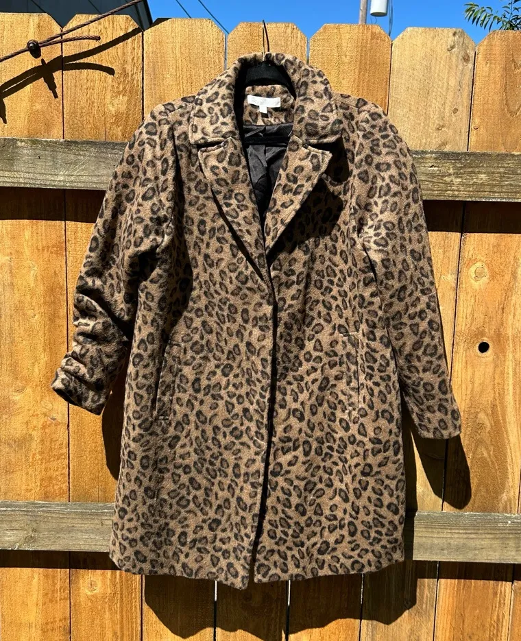 Adyson Parker Women's Cheetah Button Coat size large fall winter animal print‎ - Image 1