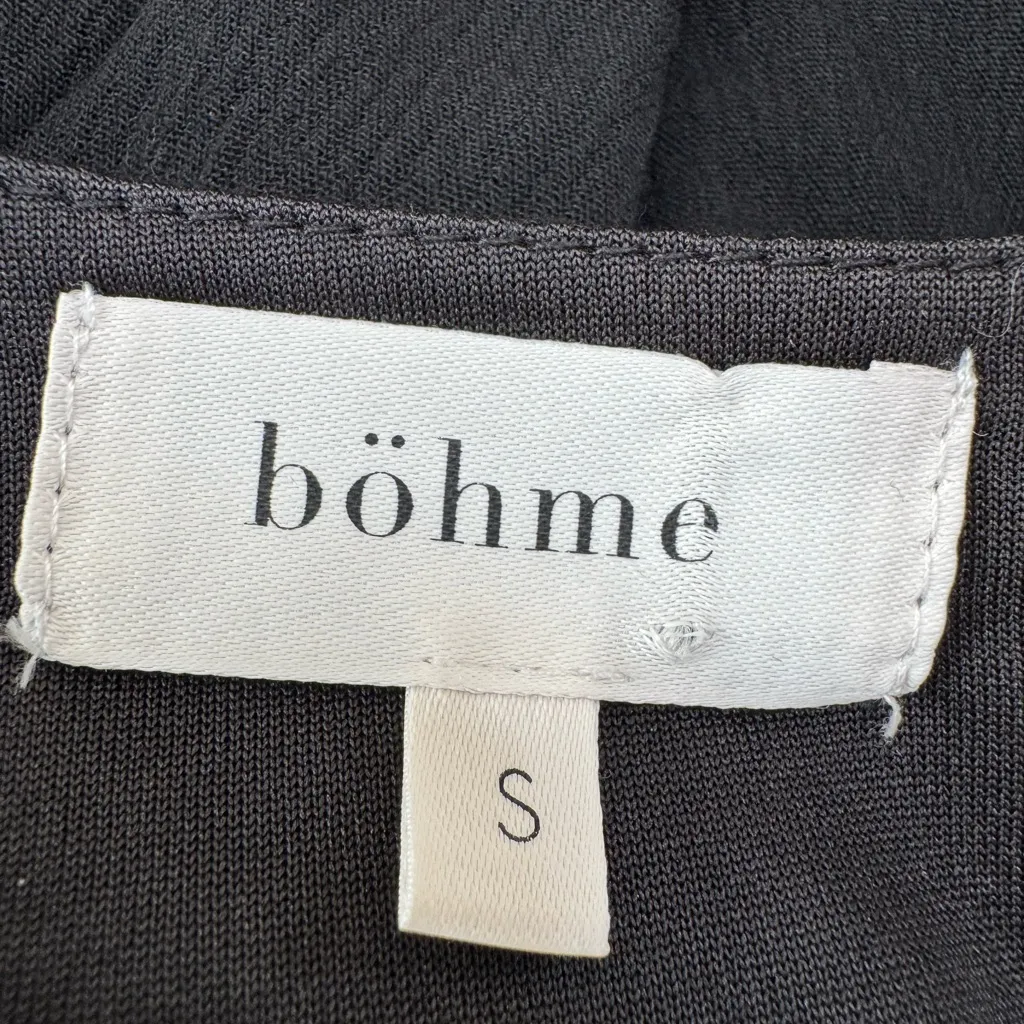 Böhme Black Floral Embroidered Rayon Long Sleeve Mini Dress size Small Fall Boho - Image 2