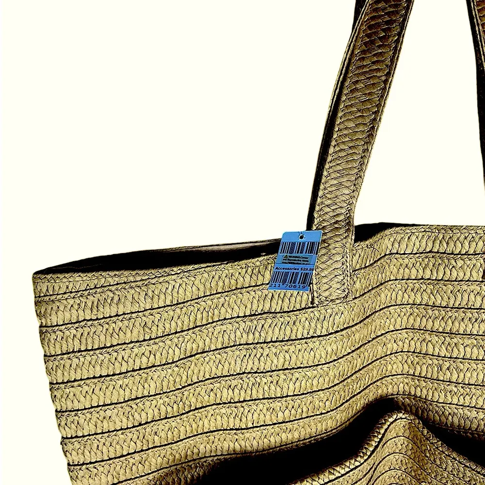 Oversized Straw Tote Escape Beach Weekend Bag Sand Tan Teal Blue Large 23 Inch - Image 9