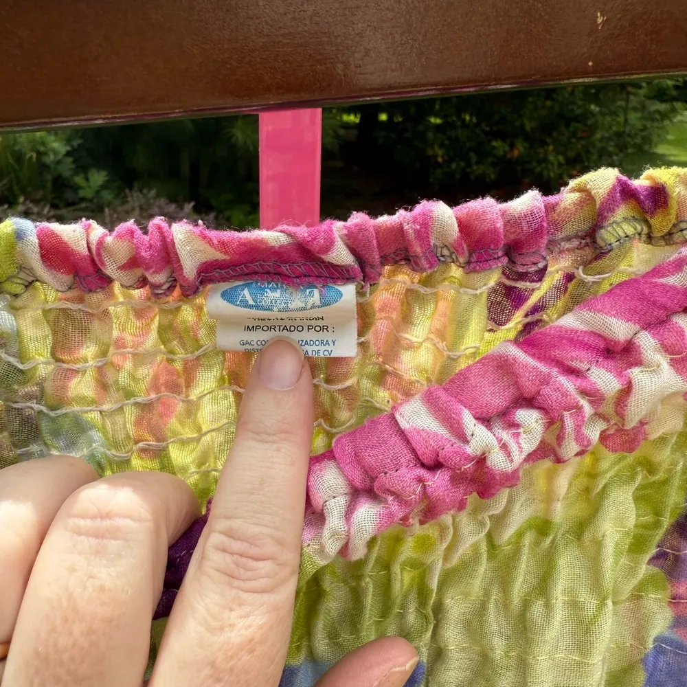 Blue and Red Smocked Tiered Maxi Jumpsuit Size M - Image 4