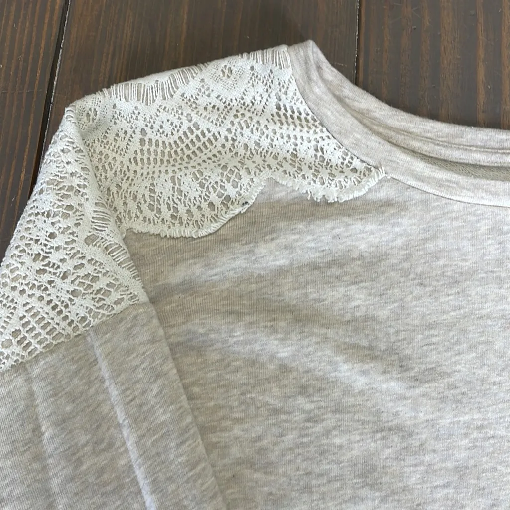 St. John's Bay Light Gray Lace Accent Sweatshirt - Image 2
