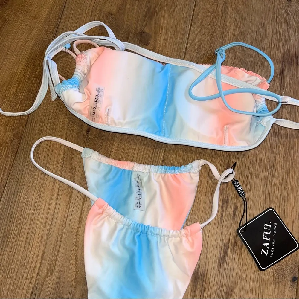Zaful  NWT Pastel String Bikini Set high cut ruched - Image 3
