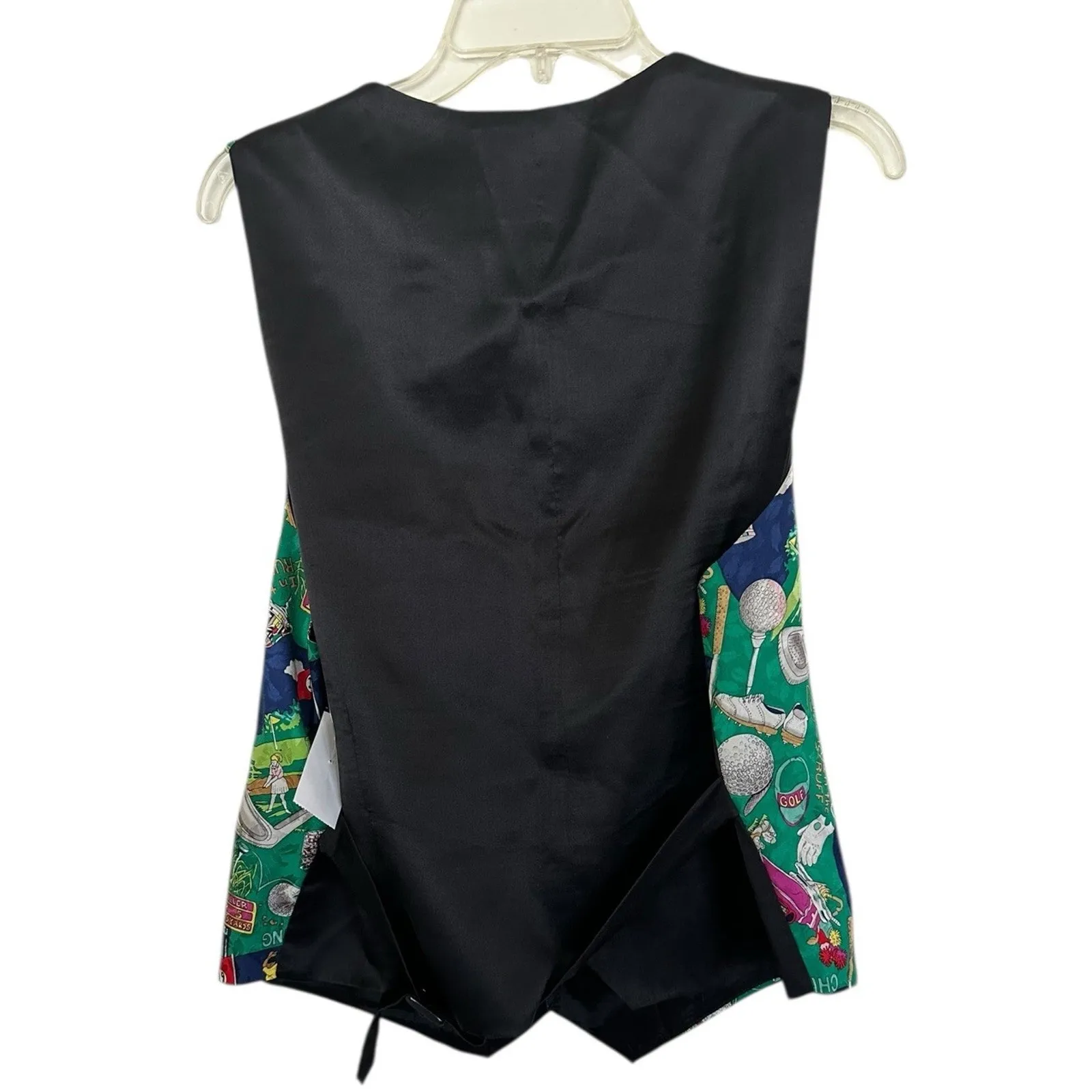 Nicole Miller  Vintage 90’s Vest Golf Theme Pattern Size Large 100% Silk - Image 3