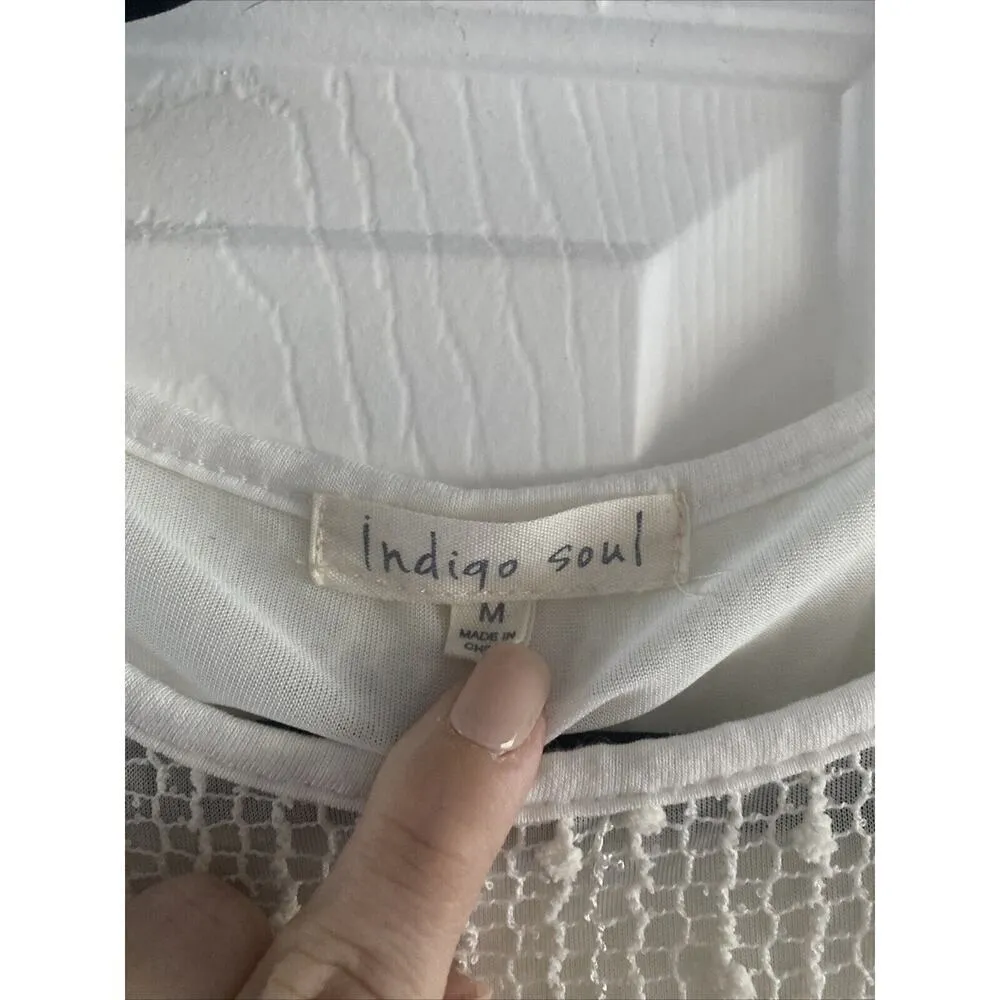 Indigo Soul‎ Women's White Lace Festival Blouse Top Medium Fairy Hippie - Image 2