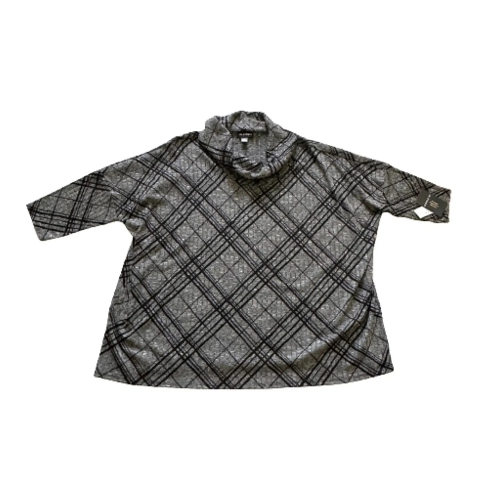 I.N. Studio Sweater Tunic Top Black Gray Cowl Neck 3/4 Sleeve Oversized XL NEW - Image 11