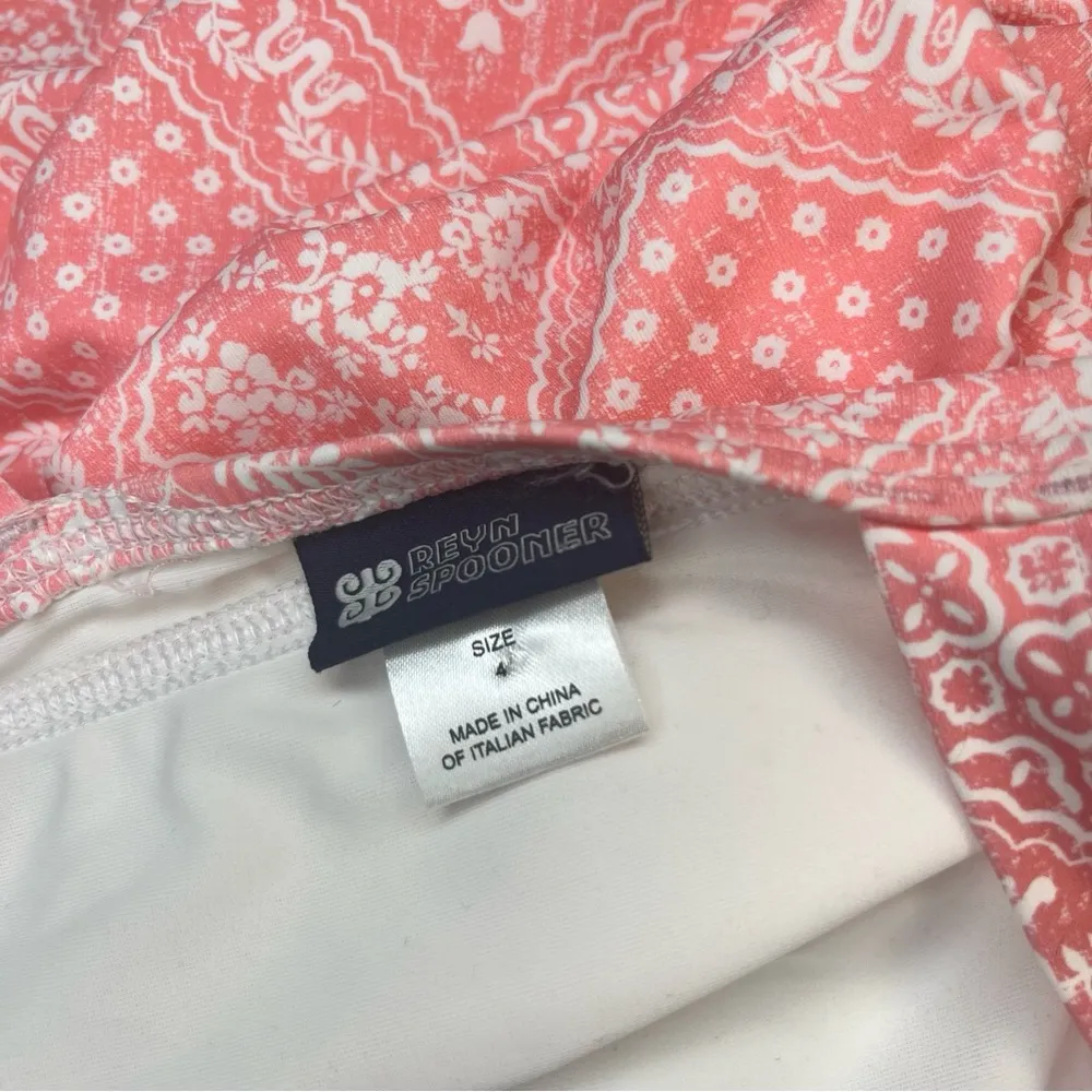 REYN SPOONER Swimsuit Lahaina Pink White One Piece Soft Cups V Neck Size 4 - Image 6